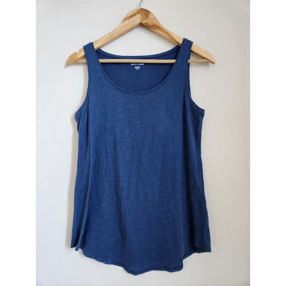Eileen Fisher Organic Cotton Blue Sleeveless Tank Top | Size XS